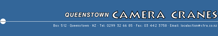 Queenstown Camera Cranes - equipment list and specifications